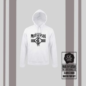 Pull à capuche "Le Petit Matheysin" Version Rugby Blanc