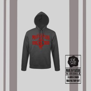 Pull à capuche "Le Petit Matheysin" Version Rugby Noir