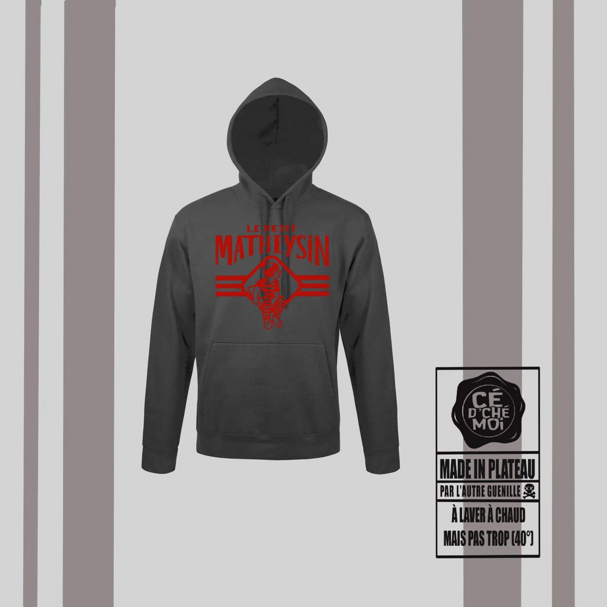 Pull à capuche "Le Petit Matheysin" Version Rugby Noir