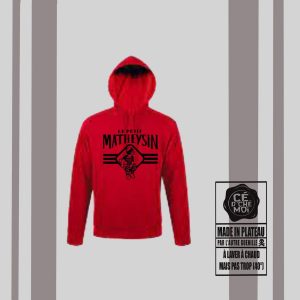 Pull à capuche "Le Petit Matheysin" Version Rugby Rouge
