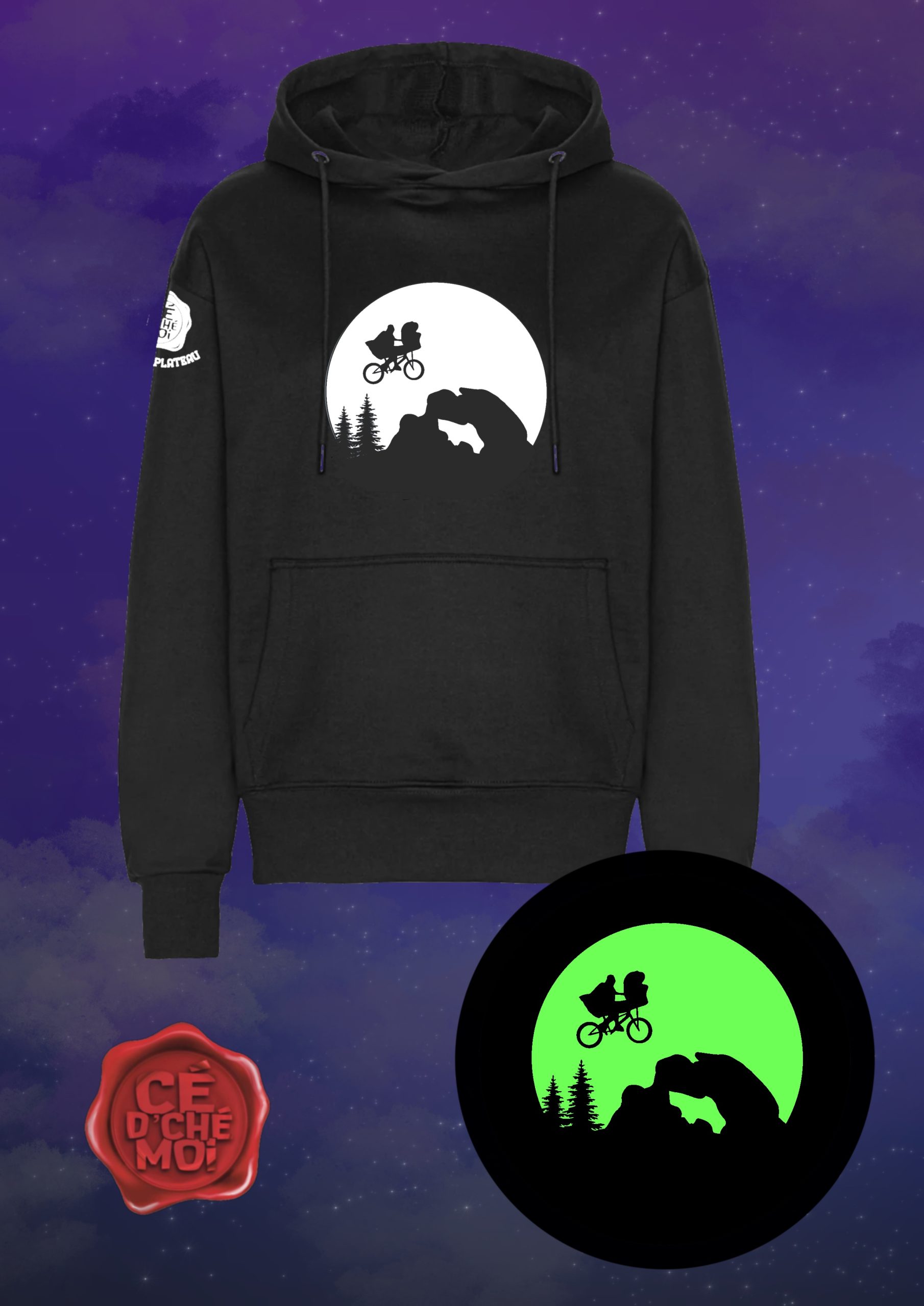 Pull à Capuche "E.T Pierre Percée" Noir
