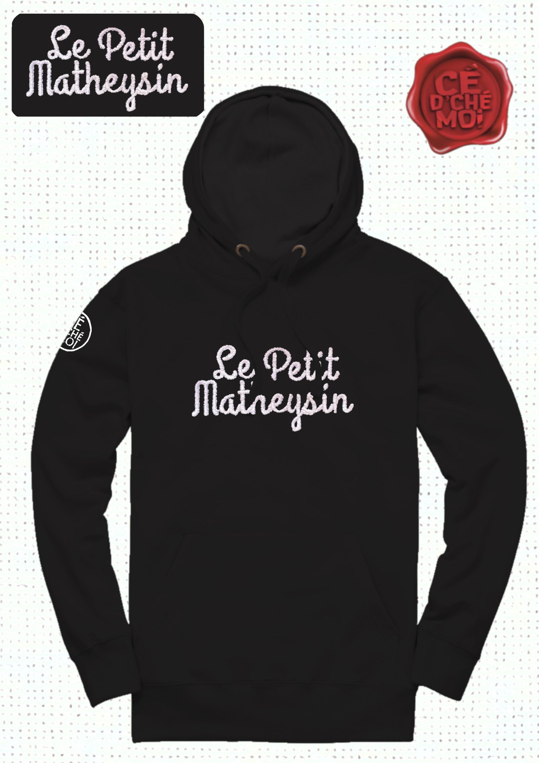 Pull à capuche Brodé "Le Petit Matheysin" Noir