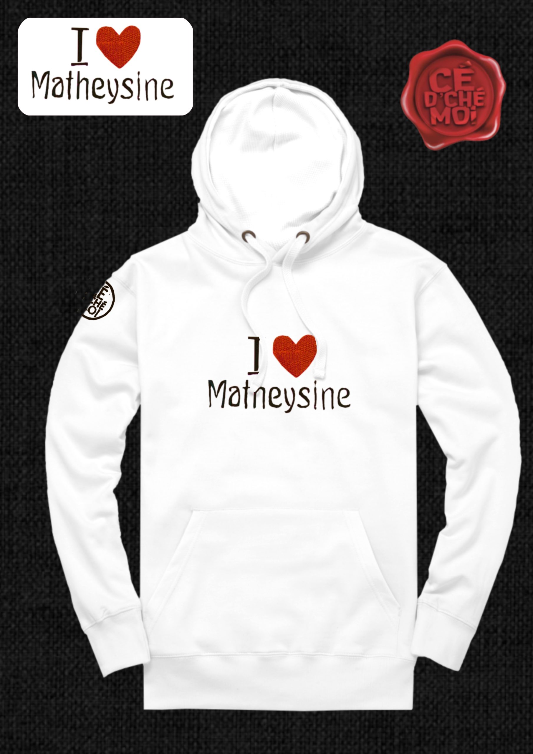 Pull à capuche Brodé "Love Matheysine" Blanc