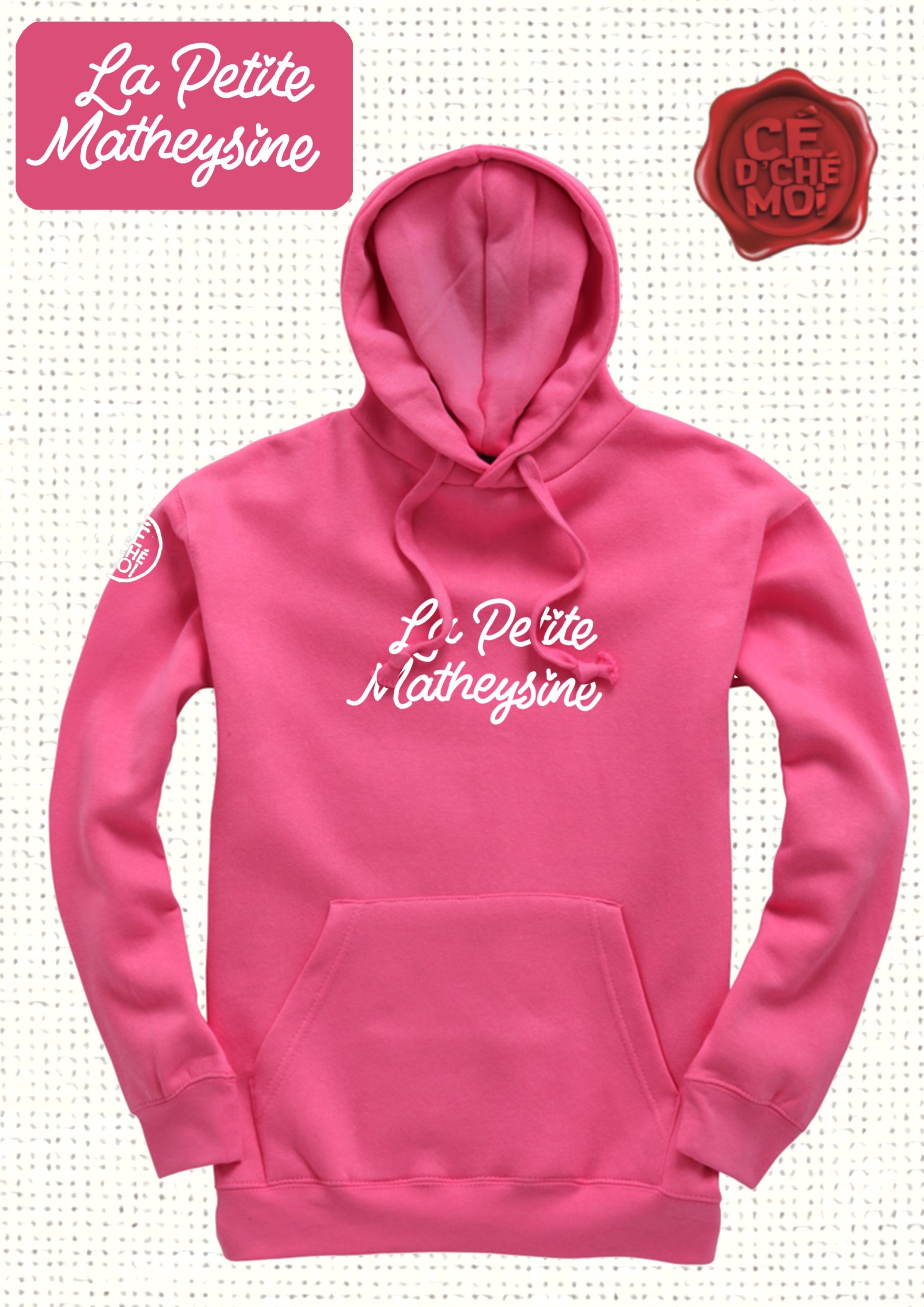 Pull à capuche Brodé "La Petite Matheysine" Rose